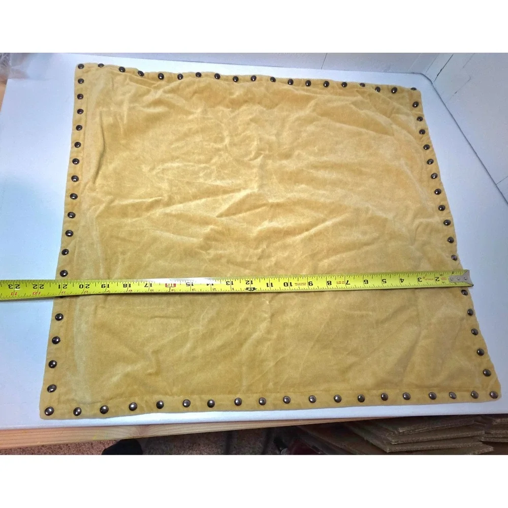 West Elm Mustard Yellow‎ Cotton Velvet Studded 20x20 Square Pillow Cover